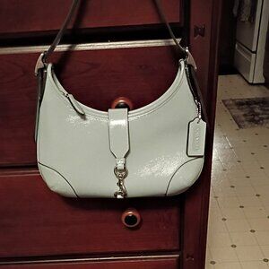Coach Hamptons Hobo Shoulder Bag,  Coach Originals Crinkle Patent in Pale Blue